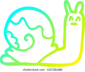 cold gradient line drawing of a cartoon snail