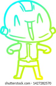 dibujo de línea de degradado frío de un robot de dibujos animados