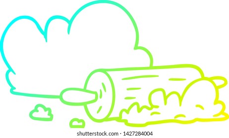 kalte Farbverlauf-Linienzeichnung eines Cartoon-Rollenpads und Teig