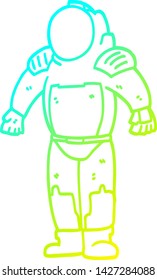 dibujo de línea de degradado frío de un hombre del espacio de dibujos animados