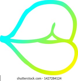 dibujo de línea de gradiente frío de una caricatura labios púrpura