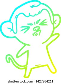 cold gradient line drawing of a cartoon annoyed monkey