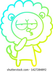 dibujo de línea de gradiente frío de un león cansado de la caricatura