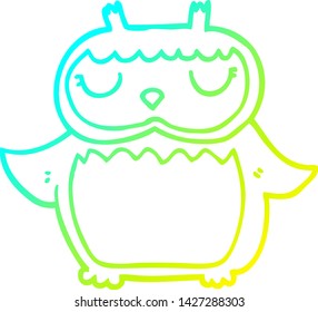 cold gradient line drawing of a cartoon owl