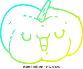 dibujo de línea de degradado frío de una calabaza de dibujos animados