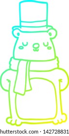 cold gradient line drawing of a cartoon bear