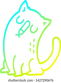 cold gradient line drawing of a cartoon funny cat