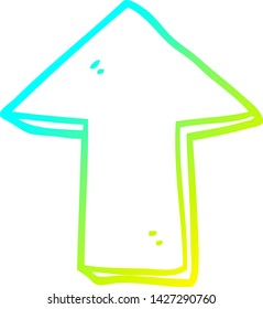 cold gradient line drawing of a cartoon pointing arrow