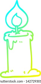 desenho de linha de gradiente frio de uma vela de desenho animado queimando