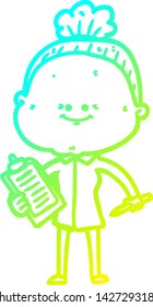 dibujo de una anciana feliz con gradiente frío