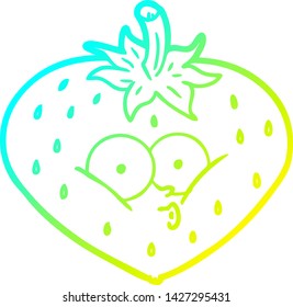 cold gradient line drawing of a cartoon strawberry