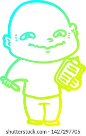 dibujo de línea de gradiente frío de un hombre nervioso