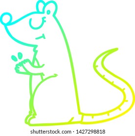 dibujo de línea de degradado frío de un ratón blanco de dibujos animados