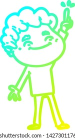 dibujo de línea de degradado frío de un hombre amigo de la caricatura