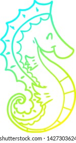 cold gradient line drawing of a cartoon sea horse