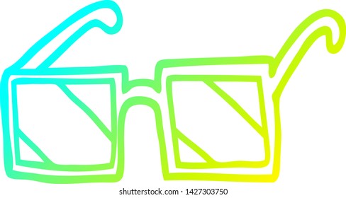 cold gradient line drawing of a cartoon square sunglasses