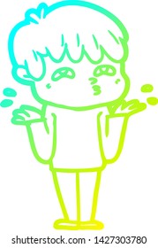 dibujo de línea de degradado frío de un hombre de dibujos animados confundido
