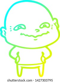 cold gradient line drawing of a cartoon creepy guy