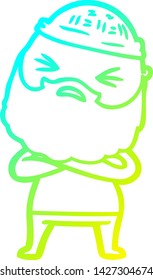 cold gradient line drawing of a cartoon man with beard
