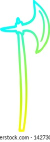 cold gradient line drawing of a cartoon axe