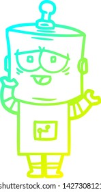 cold gradient line drawing of a cartoon robot