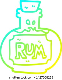 cold gradient line drawing of a cartoon old bottle of rum