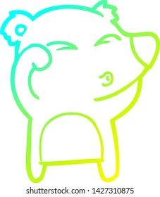 cold gradient line drawing of a cartoon tired bear rubbing eyes