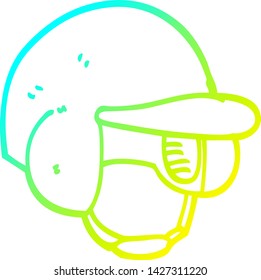 dibujo de una línea de degradado frío de un casco de béisbol de dibujos animados