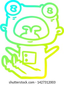desenho de linha de gradiente frio de um desenho de desenho estranho alienígena gritando
