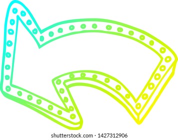 dibujo de línea de degradado frío de una flecha hacia arriba de la luz de dibujos animados