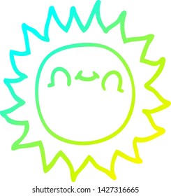 dibujo de línea de gradiente frío de una caricatura luz solar feliz