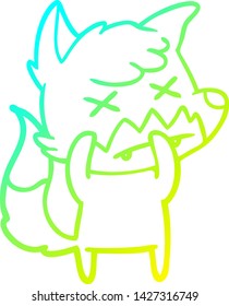 cold gradient line drawing of a cartoon dead fox