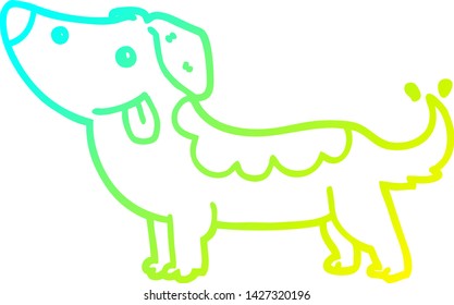 cold gradient line drawing of a cartoon dog