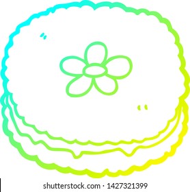 dibujo de línea de degradado frío de una galleta de dibujos animados
