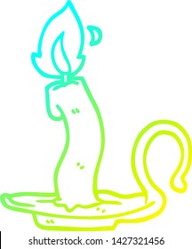 cold gradient line drawing of a cartoon burning candle