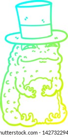 cold gradient line drawing of a cartoon rich toad