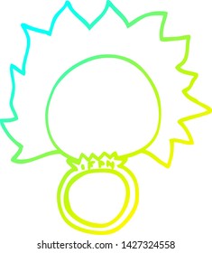 dibujo de línea de degradado frío de un anillo de ánimo de caricatura