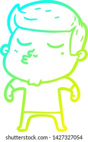 dibujo de línea de gradiente frío de un tipo de modelo de dibujos animados puliendo
