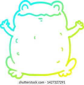 cold gradient line drawing of a cartoon toad