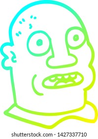 cold gradient line drawing of a cartoon mans head