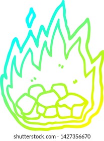 cold gradient line drawing of a cartoon spooky burning halloween coals