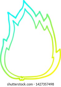 cold gradient line drawing of a cartoon fire