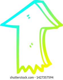 cold gradient line drawing of a cartoon pointing arrow