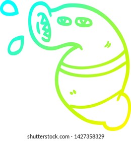 cold gradient line drawing of a cartoon monster leech