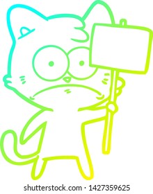 dibujo de línea de gradiente frío de un gato nervioso