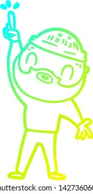 dibujo de línea de gradiente frío de un hombre barbudo de dibujos animados