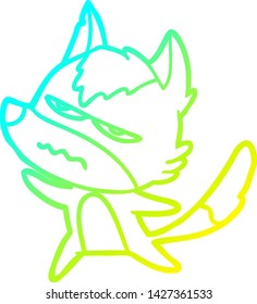 dibujo de una línea de gradiente frío de un lobo molesto