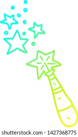cold gradient line drawing of a cartoon magic wand