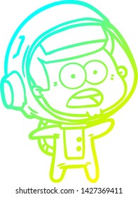 cold gradient line drawing of a cartoon surprised astronaut