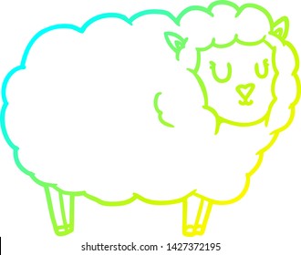 dibujo de línea de gradiente frío de una oveja de dibujos animados
